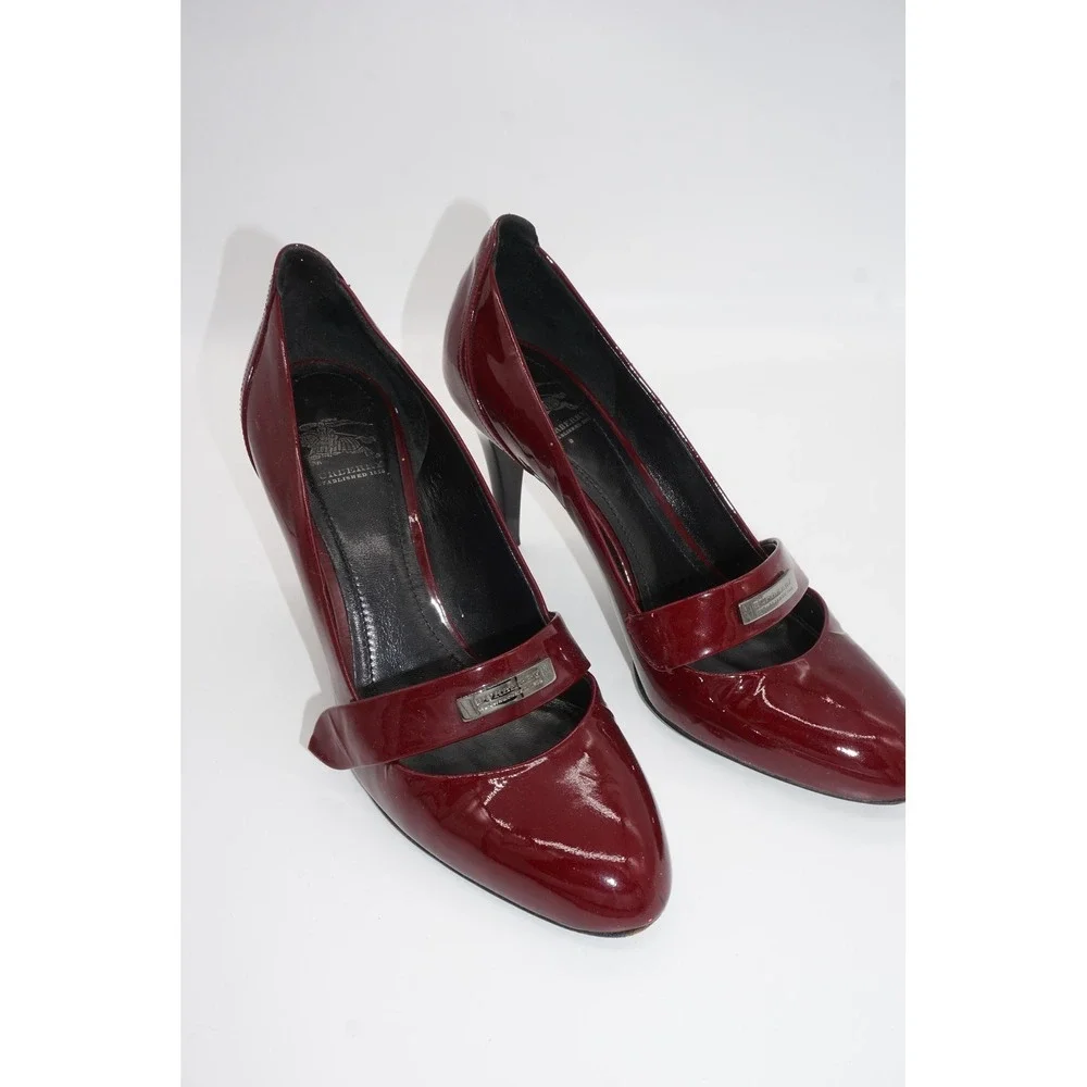 Burberry Shoes Womens Size 9 Red Patent Leather Mary Jane High Heel Pumps Italy - Picture 5 of 12